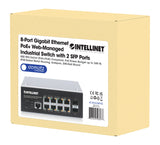 Switch industriale Web-Managed 8 porte Ggiabit Ethernet PoE+ con 2 porte SFP Packaging Image 2