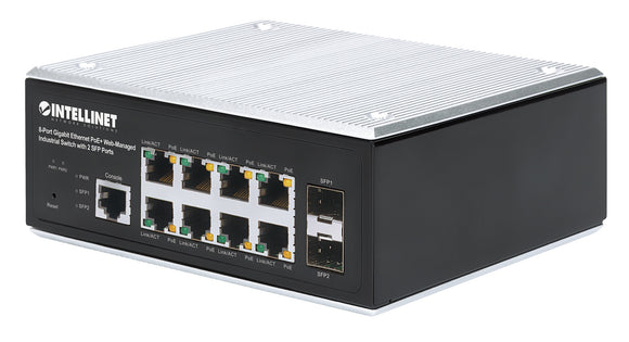Switch industriale Web-Managed 8 porte Ggiabit Ethernet PoE+ con 2 porte SFP Image 1