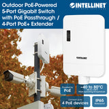 Switch Gigabit alimentato PoE con 5 porte con PoE passante / Extender 4 porte PoE+ per esterno  Image 12