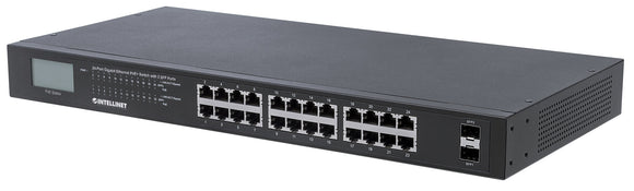 24-Port Gigabit Ethernet PoE + Switch con 2 porte SFP e Display LCD Image 1