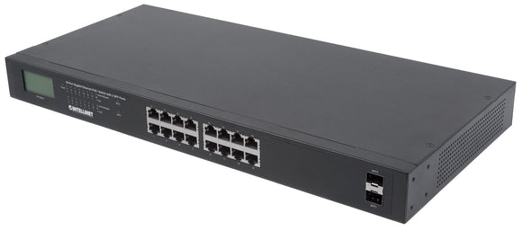 Switch Gigabit Ethernet PoE + 16 porte con 2 porte SFP e Display LCD Image 1