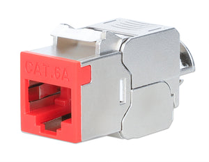 Keystone Jack Cat6A 10G Schermato Toolless Slim, Rosso Image 1