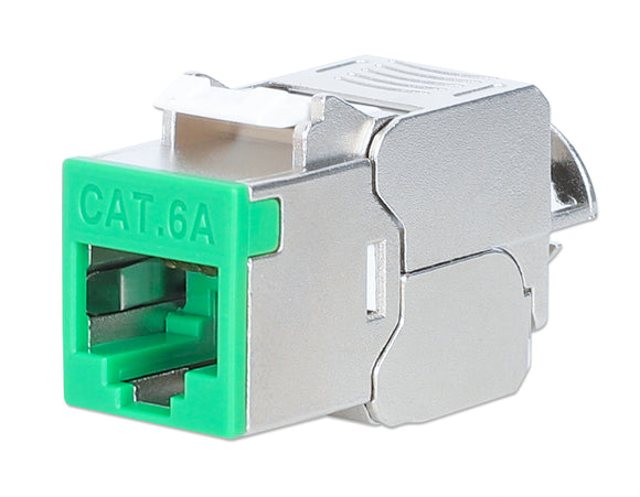 Keystone Jack Cat6A 10G Schermato Toolless Slim, Verde Image 1