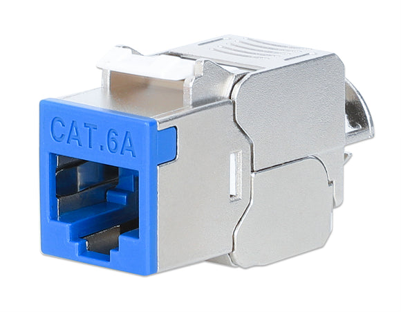 Keystone Jack Cat6A 10G Schermato Toolless Slim, Blu Image 1